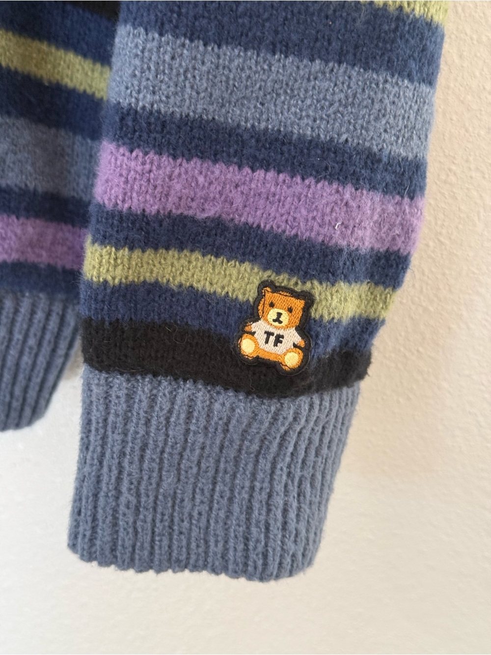 Teddy Fresh Striped Cardigan Blue & Purple Size Large - Picture 6 of 10